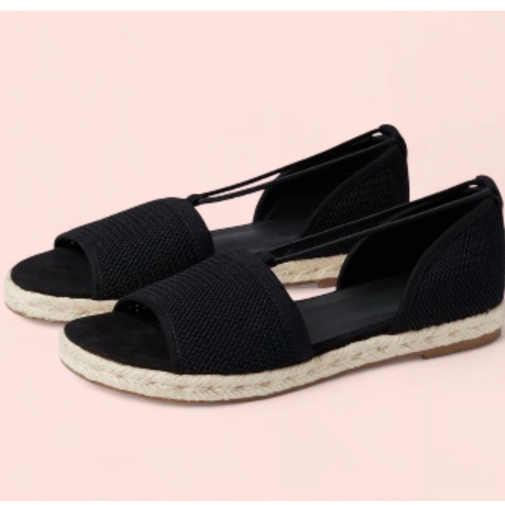 Eileen Fisher Mews Black Knit Espadrille Sandals 9.5 D'Orsay